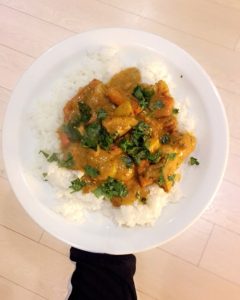 Sweet potato and chicken curry
